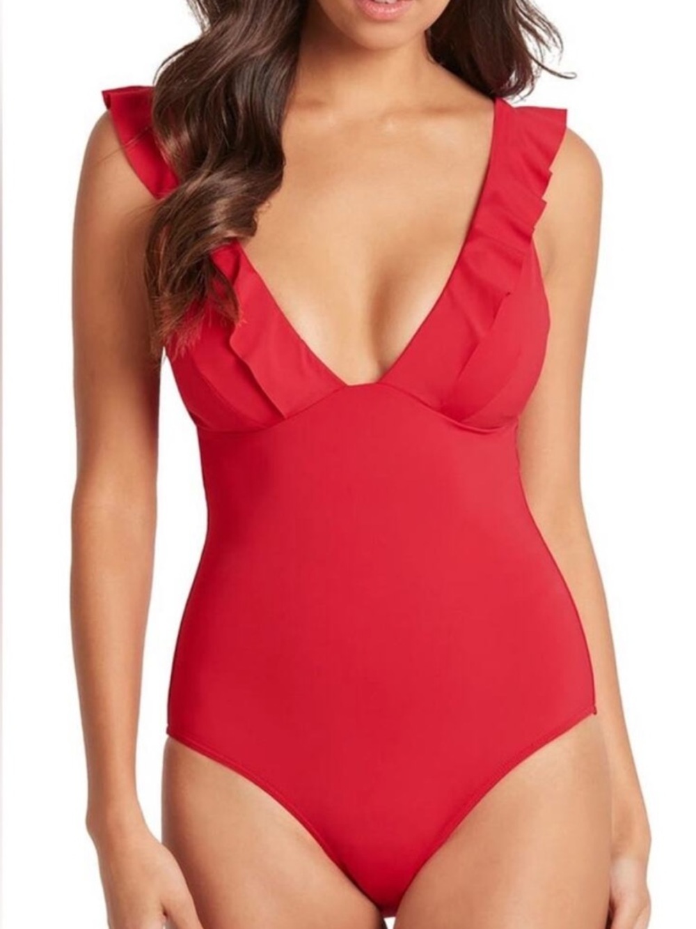 Sea Level Australia Red Ruffle One Piece Swimsuit US Size 12